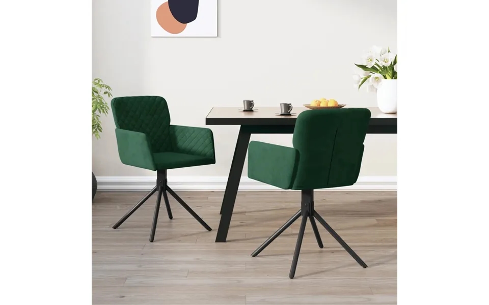 Vidaxl Drejelige Spisebordsstole 2 Stk. Fløjl Mørkegrøn