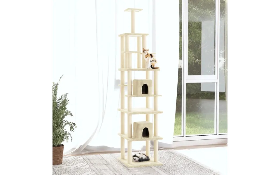 Vidaxl Kradsetræ Med Sisalkradsestolper 216 Cm Cremefarvet