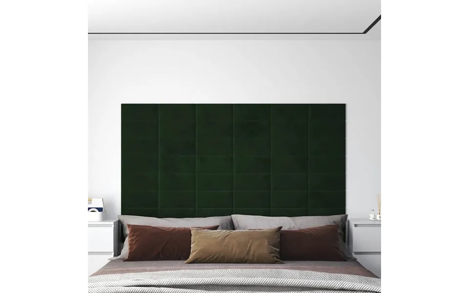 Vidaxl Vægpaneler 12 Stk. 30x15 Cm 0,54 M Fløjl Mørkegrøn
