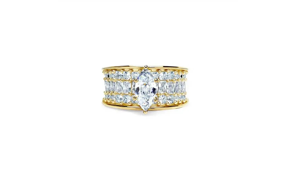 Oxford Marquise & Prinsesse Cut Ring I Forgyldt Sterlingsølv