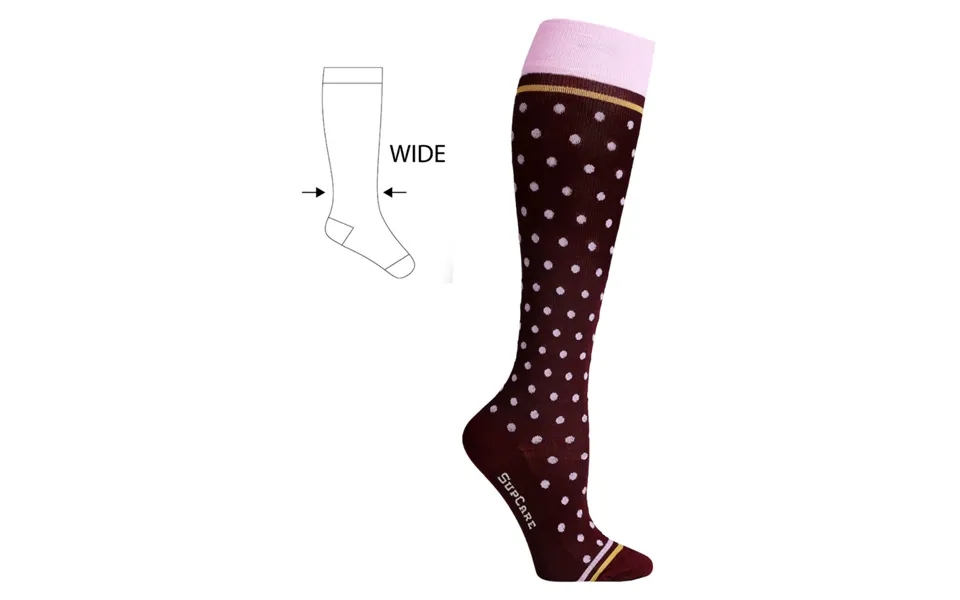 Supcare Støttestrømper, Bambus, Bordeaux - Bred Model