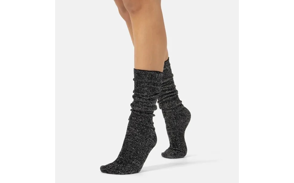 Glitter Rib Strømper - Black