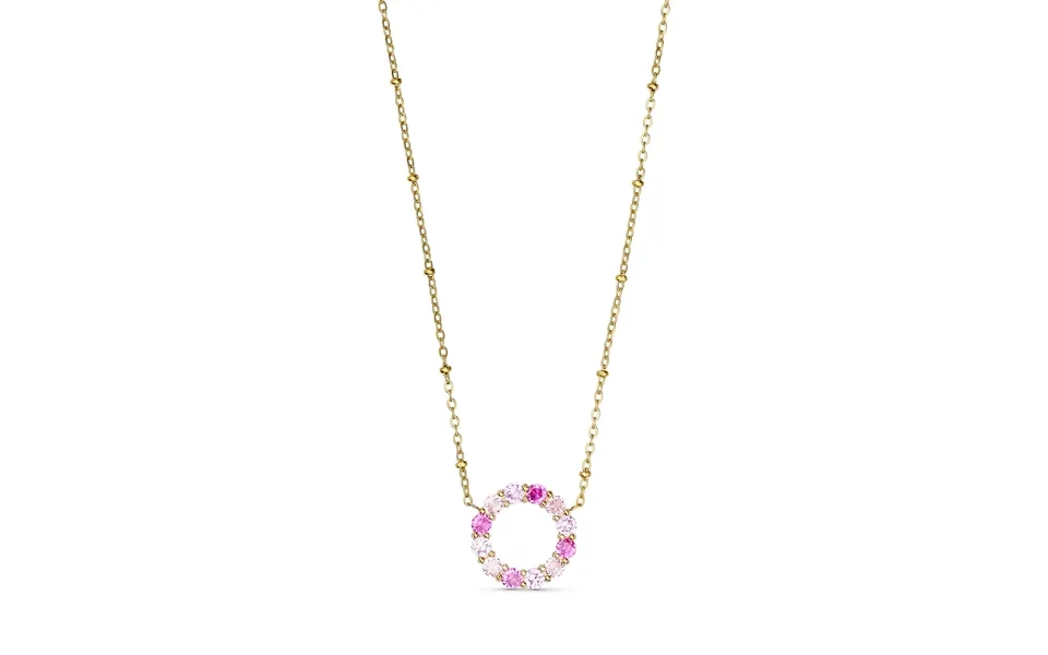 Annebrauner Big Pink Rose Circle Halskæde 18k Guldbelagt