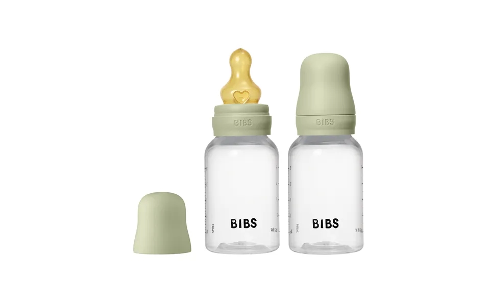 Bibs Baby Bottle Round Latex 2 Pack 150 Ml Slow Flow Sage 2 Stk