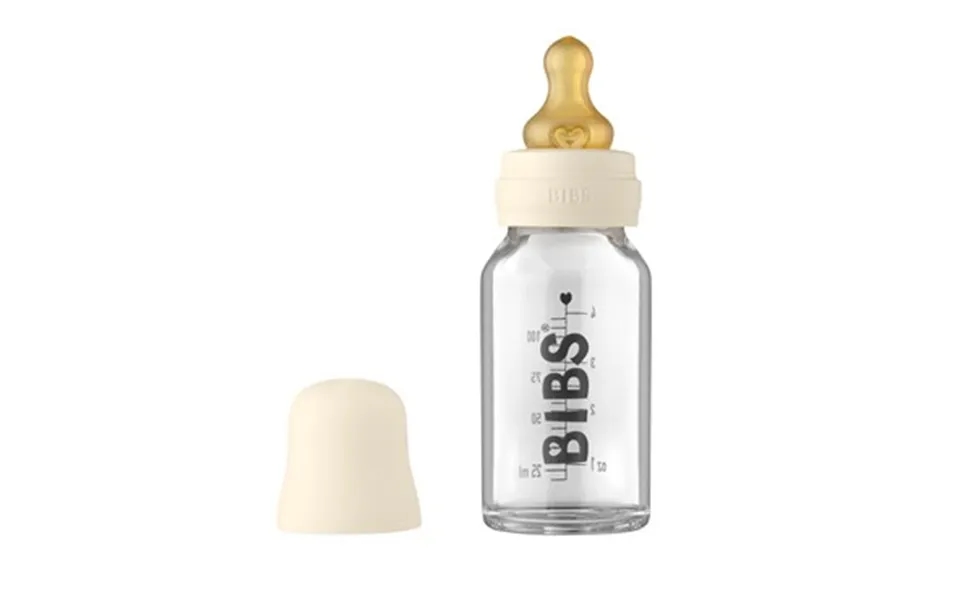 Bibs Baby Glass Bottle Naturgummi Slow Flow Ivory 110 Ml