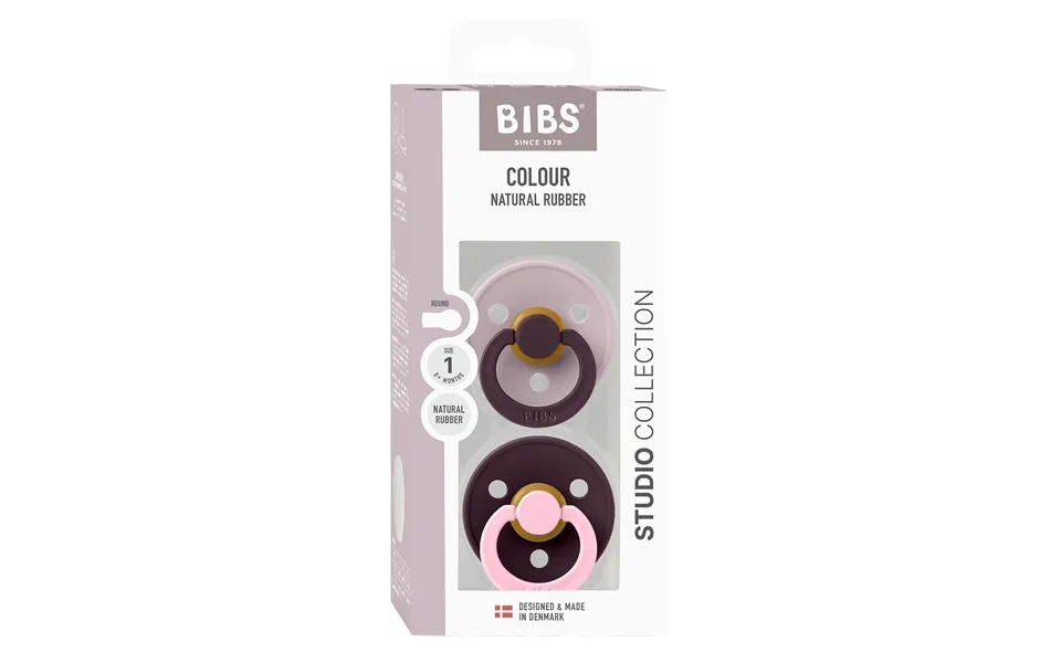 Bibs Pacifier Studio Colour 2 Pack Fusion Latex Size 1 Dusky Lilac Plum Mix 2 Stk