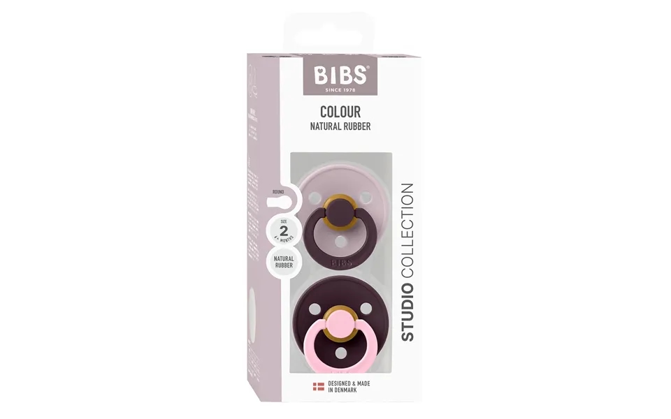 Bibs Pacifier Studio Colour 2 Pack Fusion Latex Size 2 Dusky Lilac Plum Mix 2 Stk