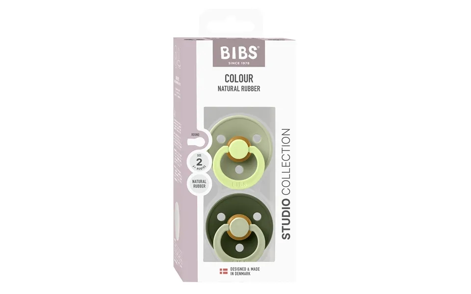 Bibs Pacifier Studio Colour 2 Pack Fusion Latex Size 2 Sage Hunter Green Mix 2 Stk