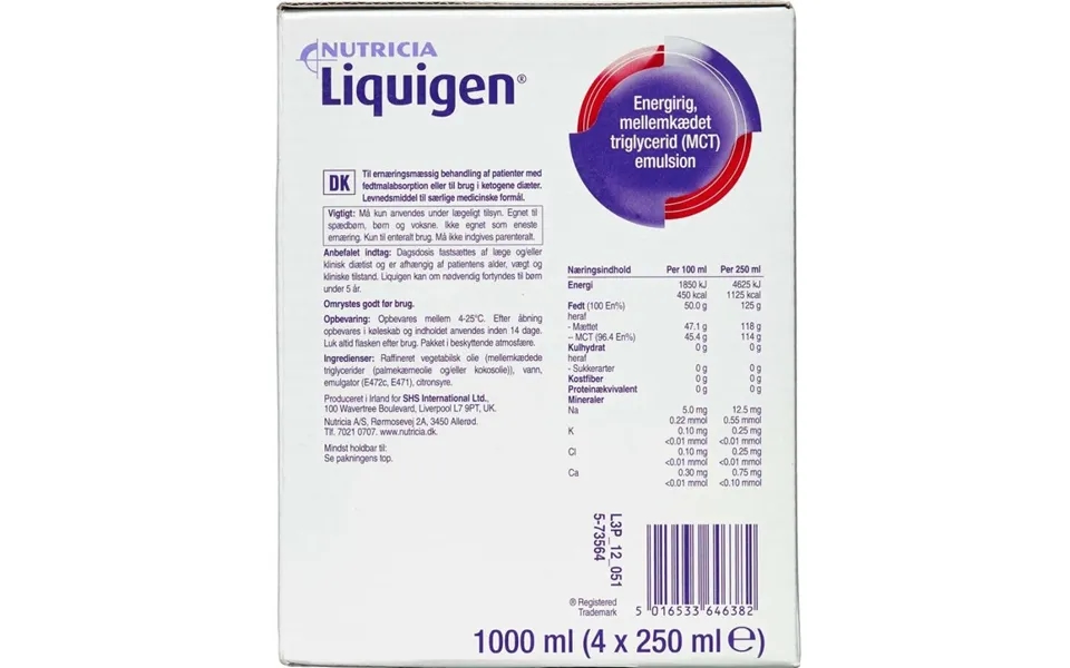 Mct Liquigen Olie 4 X 250 Ml