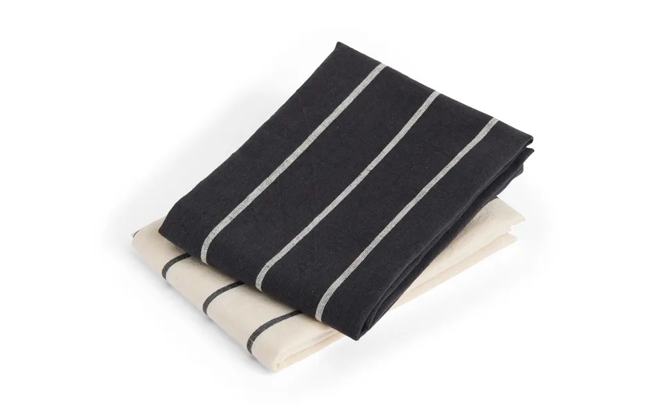 X Jasper Morrison Viskestykker, 2 Stk - Black With Beige Stripe