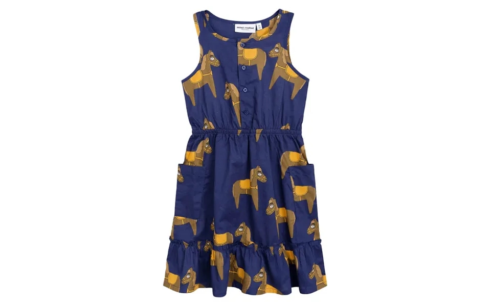 Mini Rodini Horse Woven Flounce Dress - 80 86