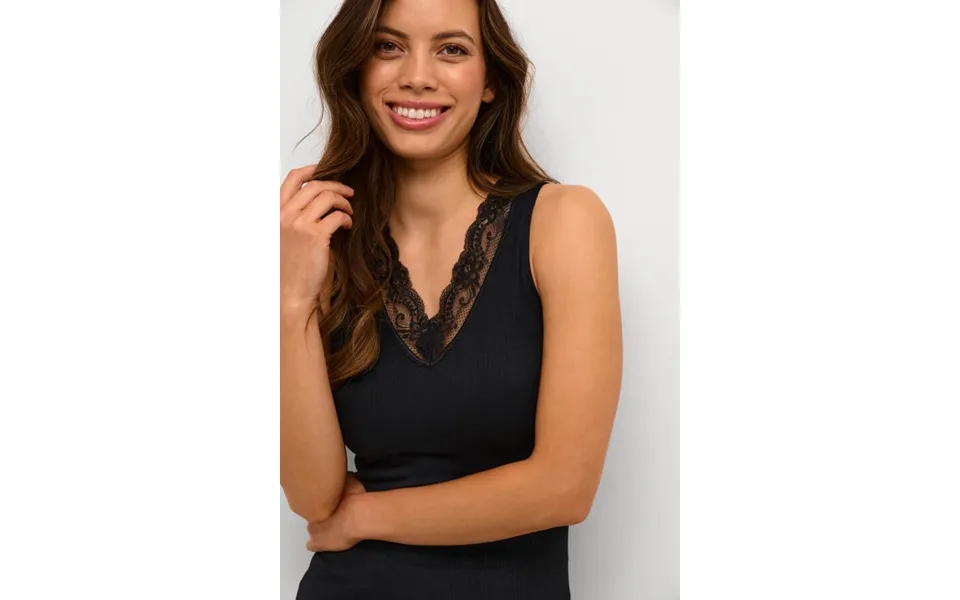 Rib Top M. Blonde - Sort