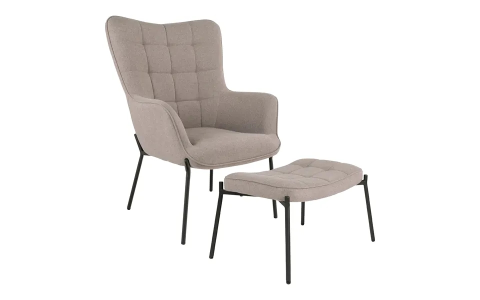 Glasgow Sæt - Loungestol Og Fodskammel, Stone Hn1231