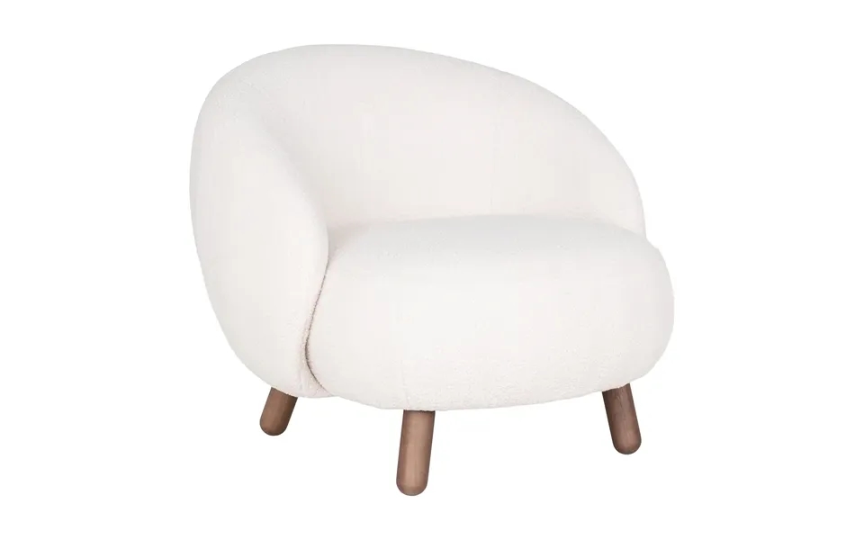Savona Loungestol - Loungestol, Kunstig Lammeskind, Hvid Med Valnød Farvede Ben Hn1094