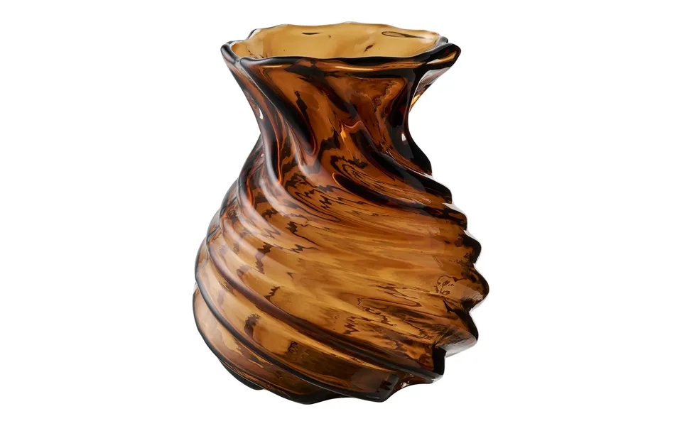 Vase - Vase, Mundblæst Glas, Smoked Brun Ø16x18,5 Cm