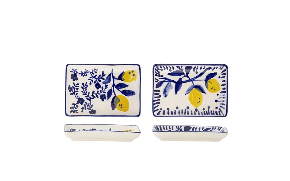 Creative Collection Maxima Tallerken, Rektangulær - Blå Stentøj Sæt Af 2