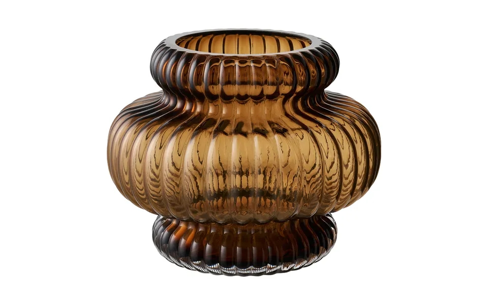 House Nordic Vase, Rund - Røgfarvet Brun Mundblæst Glas H 16