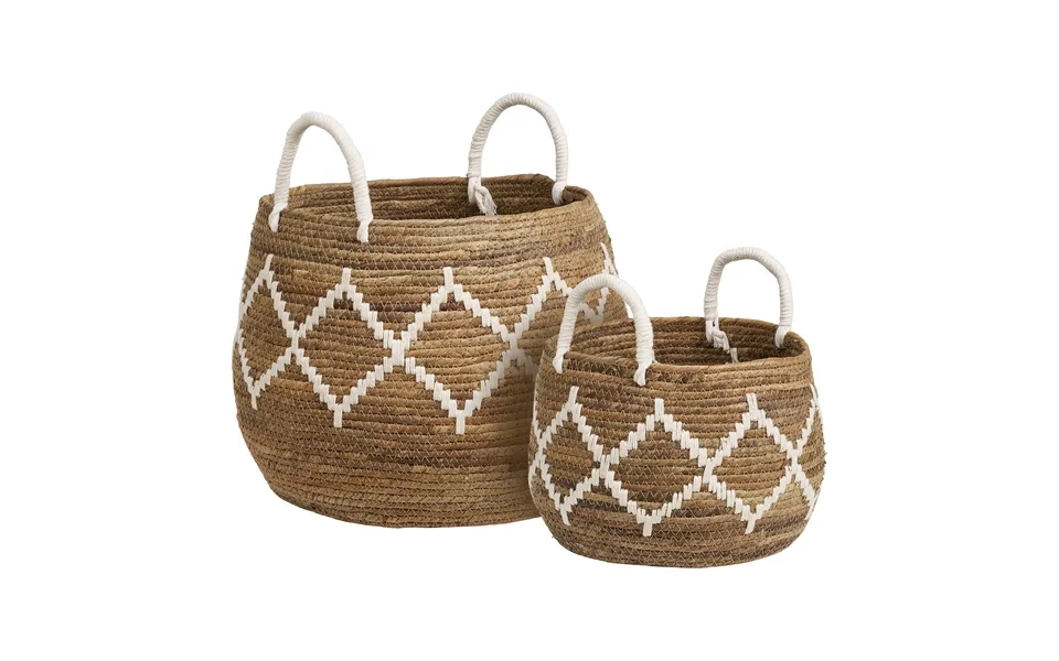 House Nordicâ Altea Kurv Med Hank, Rund - Natur Råhvid Bananflet Sæt Af 2