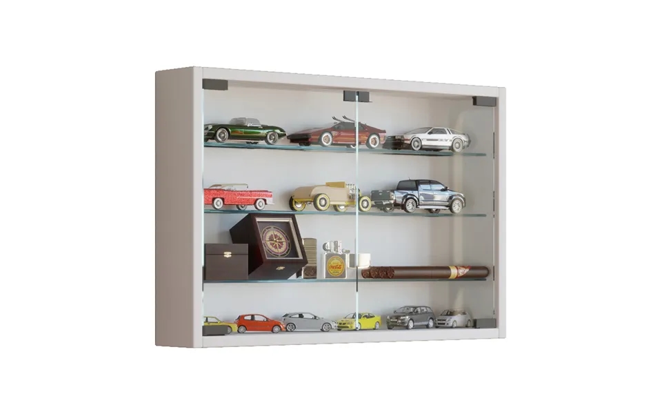 Mandosa M Vægskab, M. 2 Låger Og 3 Hylder - Glas Og Hvid Træ