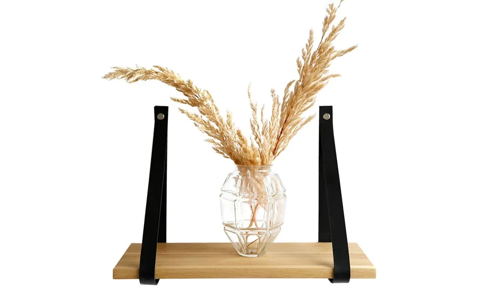 Nocnoi Harre Vig Væghylde - Olieret Egetræ M. Sort Læderstrop, 50-100 100x20 Cm