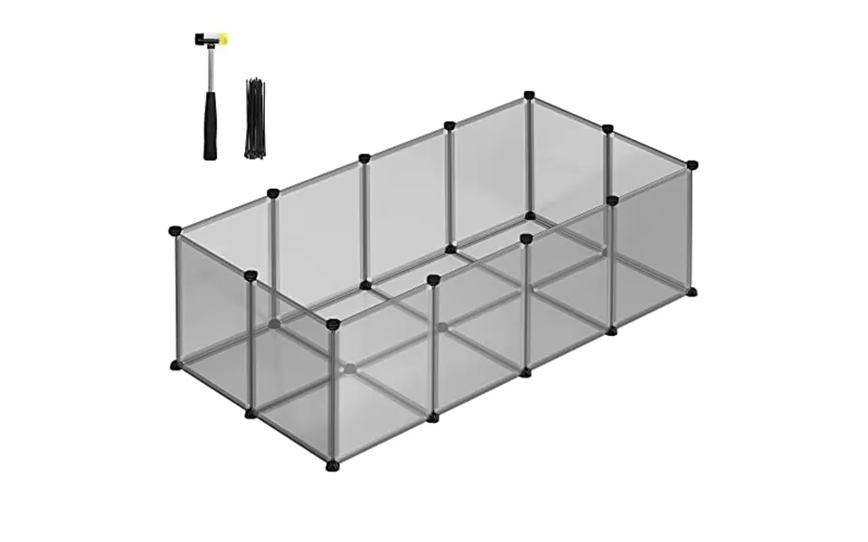 Songmics Kravlegård Til Kæledyr, Hamstere, Marsvin, Kaniner, Til Indendørs Brug - Grå Plastik