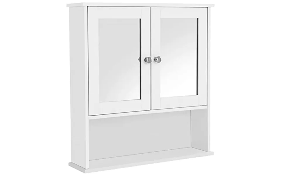 Vasagle Badeværelsesoverskab, M. 2 Spejllåger Og 2 Hylder - Hvid Mdf
