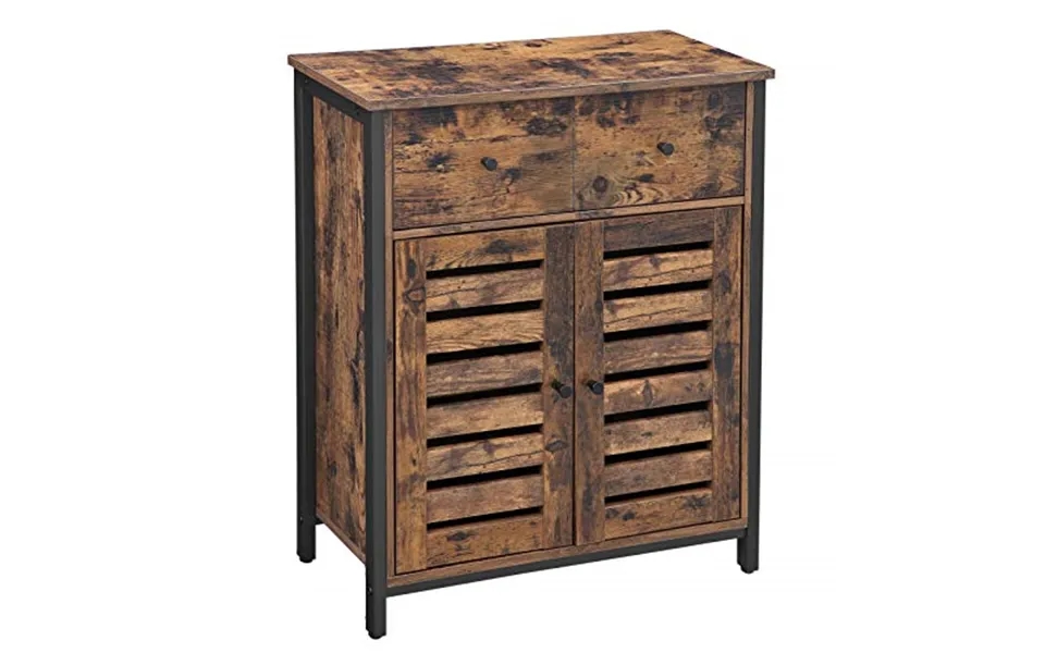 Vasagle Skab, M. 2 Lamellåger, 1 Skuffe Og 1 Hylde - Rustik Brun Spånplade Og Sort Stål