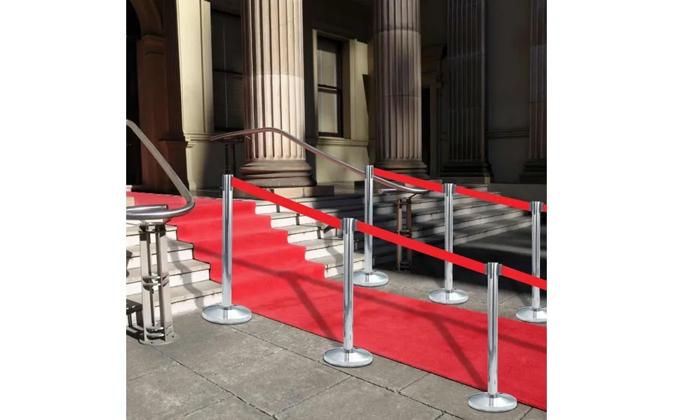 Afspærringsstolpe Med Bånd Rustfrit Stål Sølvfarvet