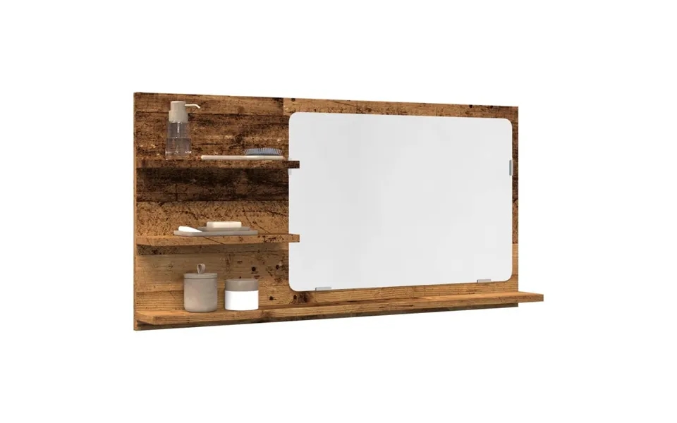 Badeværelsesskab M. Spejl 90x11x45cm Konstrueret Træ Antikt Træ