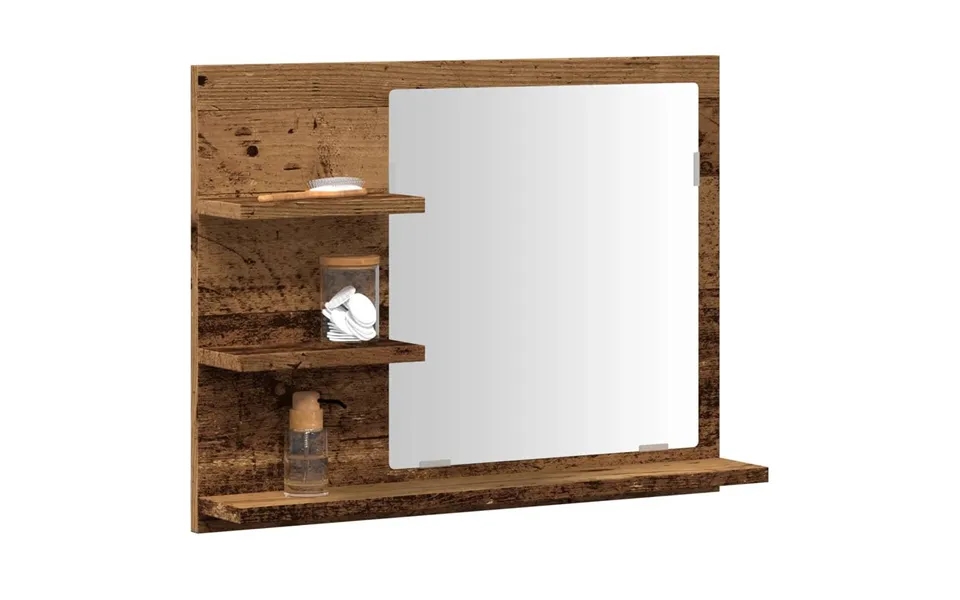 Badeværelsesskab Med Spejl 60x10,5x45 Cm Antikt Træ