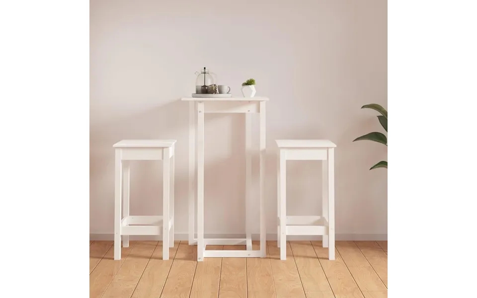 Barsæt 3 Dele Massivt Fyrretræ Hvid