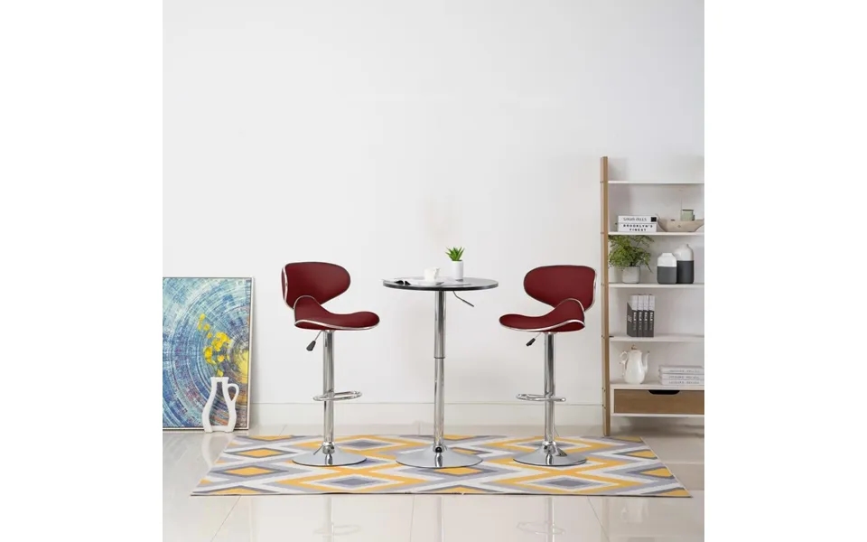 Barstole 2 Stk. Kunstlæder Vinrød