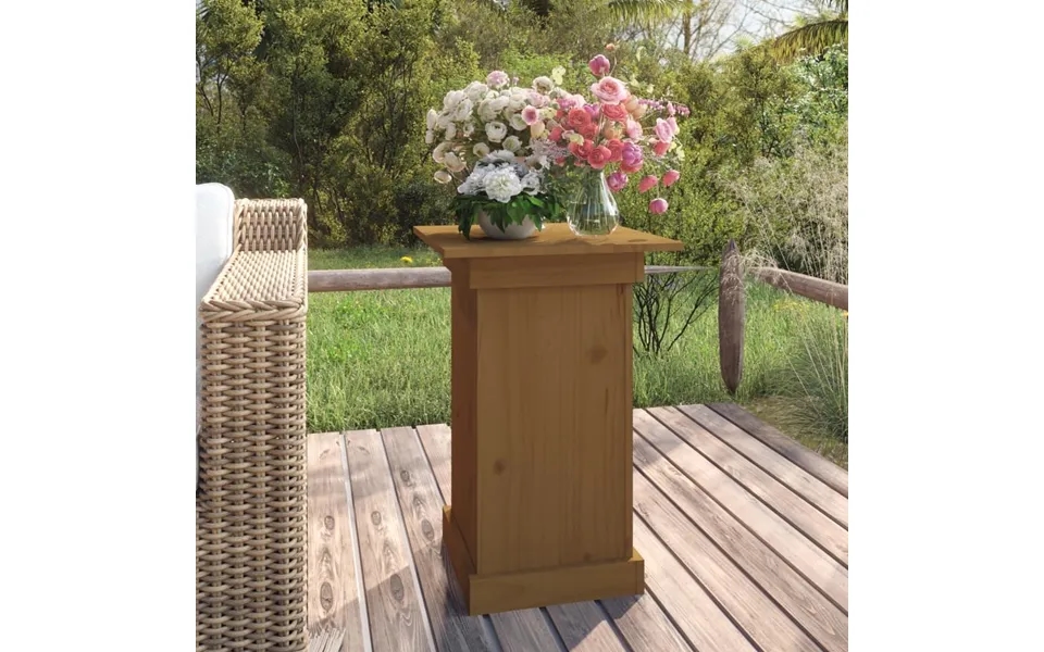 Blomsterstander 40x40x60 Cm Massivt Fyrretræ Gyldenbrun