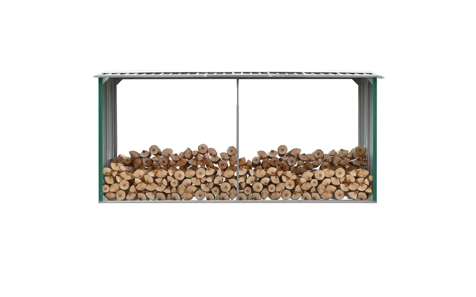 Brændeskur Til Haven 330 X 92 X 153 Cm Galvaniseret Stål Grøn