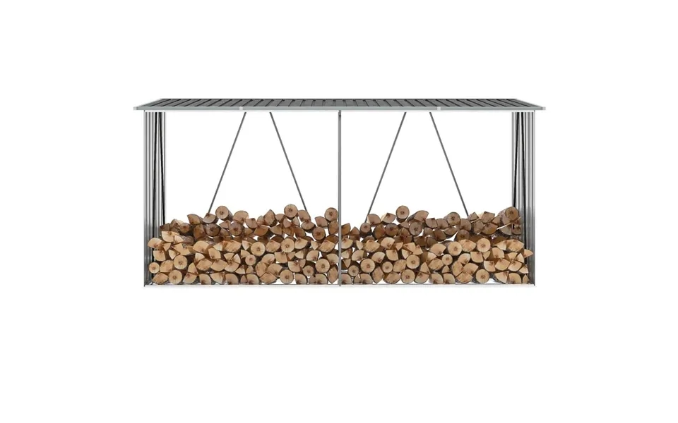 Brændeskur Til Haven 330x84x152 Cm Galvaniseret Stål Antracitgrå