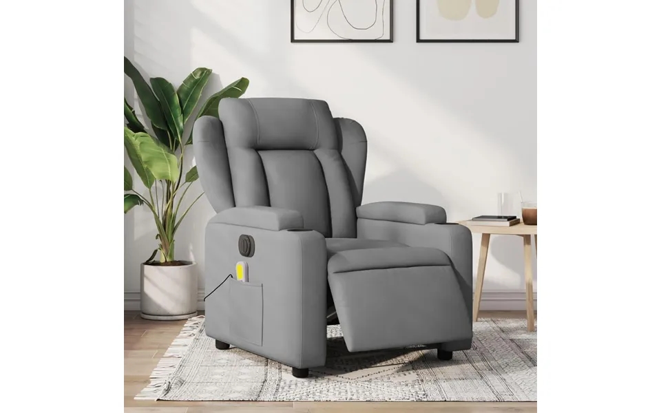 Eldrevet Massagestol Stof Lysegrå