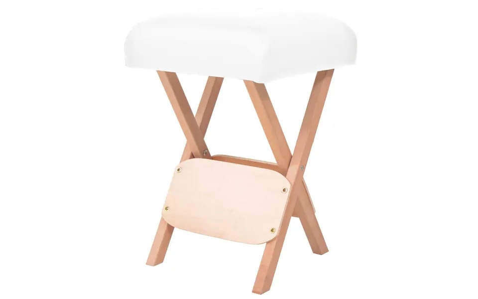Foldbar Massageskammel 12 Cm Tykt Sæde Hvid