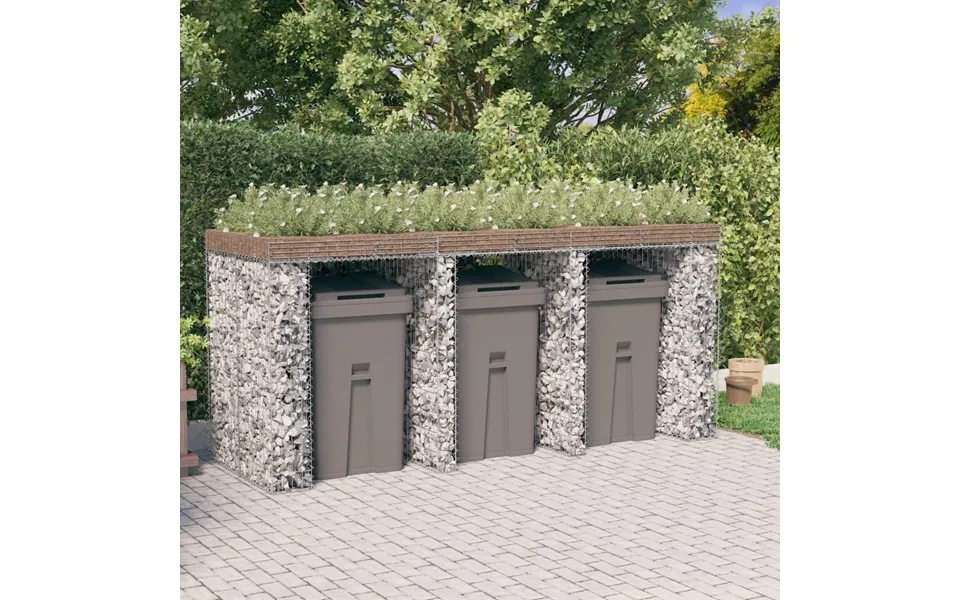 Gabionvæg Til Skraldespand 270x91x120 Cm Galvaniseret Jern