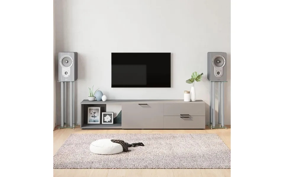 Højtalerstativer 2 Stk. 4 Søjler Hærdet Glas Sølvfarvet