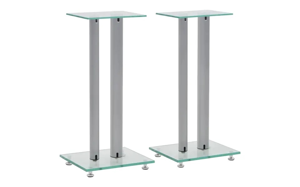 Højtalerstativer 2 Stk. Hærdet Glas 2 Søjledesigns Sølvfarvet