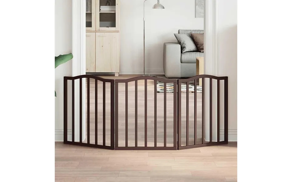 Hundelåge 3 Paneler 150 Cm Foldbar Poppeltræ Brun Egetræsfarve