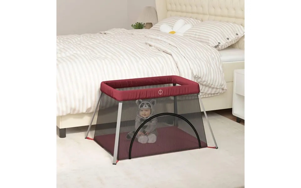 Kravlegård Med Madras Linnedstof Rød