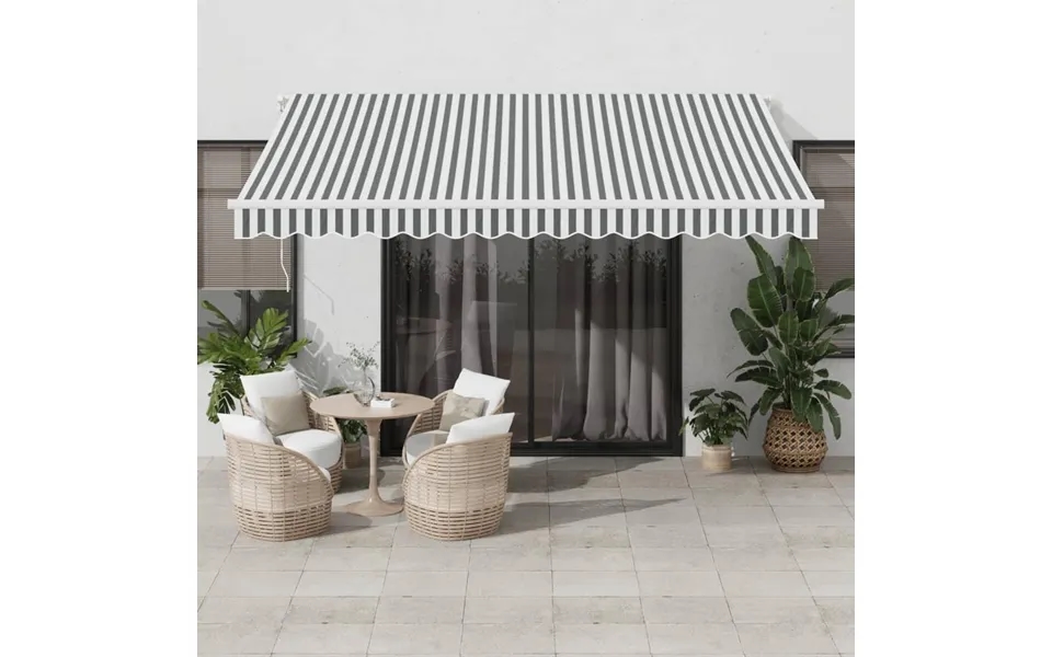 Markise 400x350 Cm Automatisk Betjening Antracitgrå Og Hvid