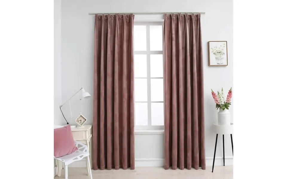 Mørklægningsgardiner Kroge 2 Stk. 140x225 Cm Fløjl Gammelrosa