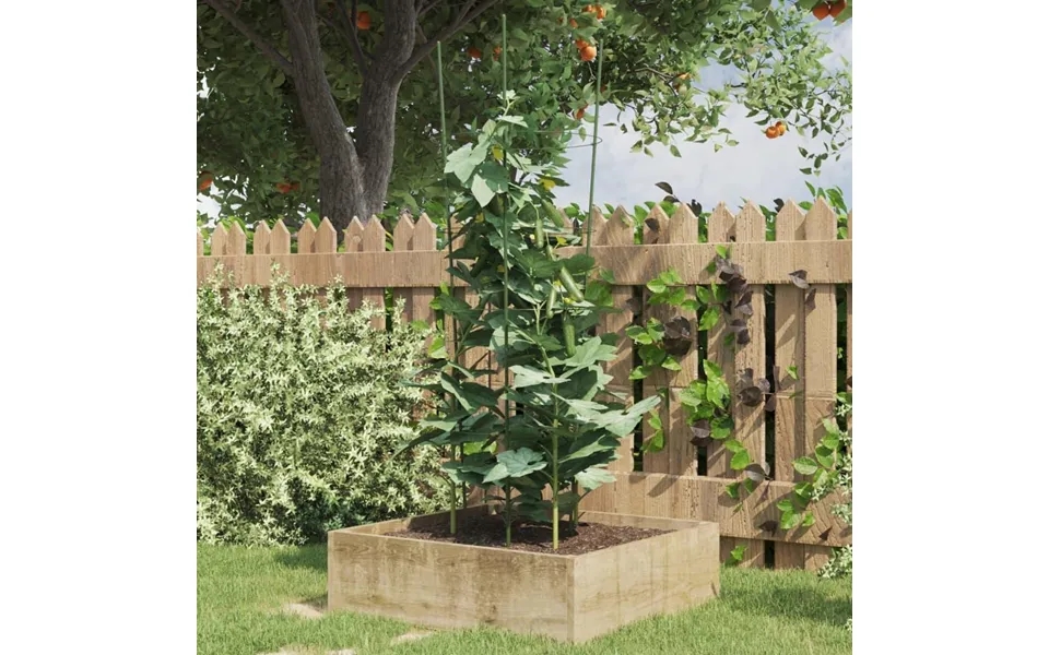 Plantestativ Med 4 Ringe 5 Stk. 90 Cm Stål Grøn