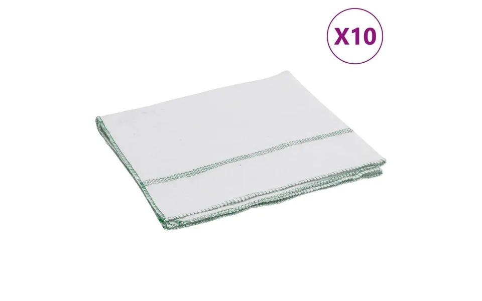 Rengøringsklude 10 Stk. 50x60 Cm Hvid Med Grønne Striber