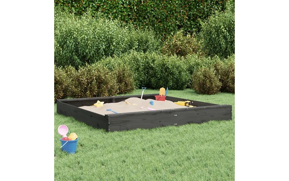 Sandkasse Med Sæder Firkantet Massivt Fyrretræ Grå