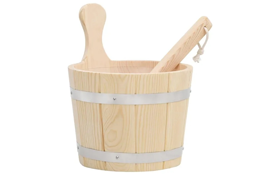 Saunaspand Med Øse Massivt Fyrretræ