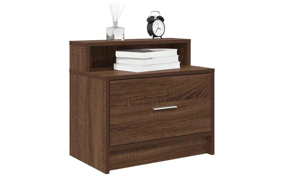 Sengebord Med Skuffe 51x31x47 Cm Brun Egetræsfarve