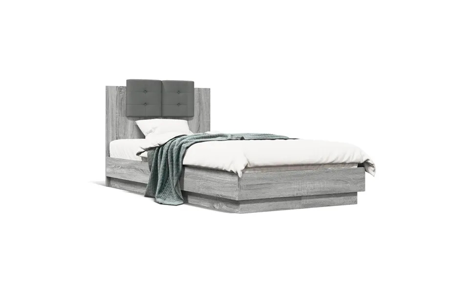 Sengeramme Med Sengegavl Og Led-lys 75x200 Cm Grå Sonoma-eg